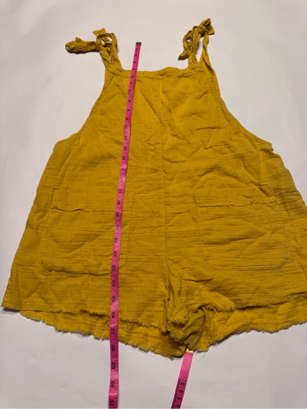 Billabong Girl on the Run Overalls Mustard Yellow Romper Shorts Medium - Picture 8 of 9